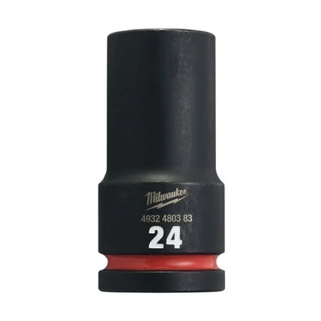 Bussola a macchina lunga Shockwave Milwaukee, attacco 3/4 pollici quadro, dimensione 24 mm, lunghezza 90 mm, materiale Acciaio