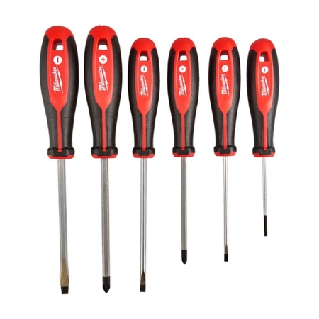 Set 6 giraviti Milwaukee, impugnatura maneggevole, lama a croce Phillips PH1-PH2 e taglio SL 3-6,5 mm
