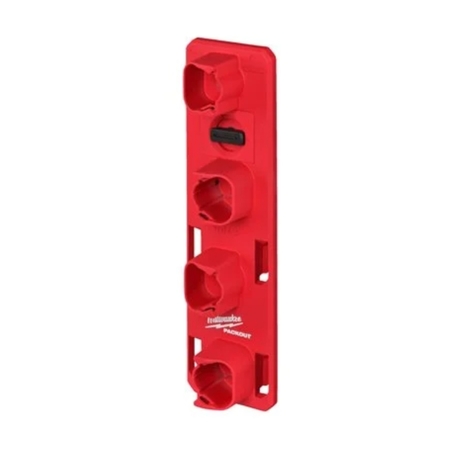 Portabatterie M12 Packout Milwaukee, installazione a parete, 4 celle, dimensioni 66x102x330 mm