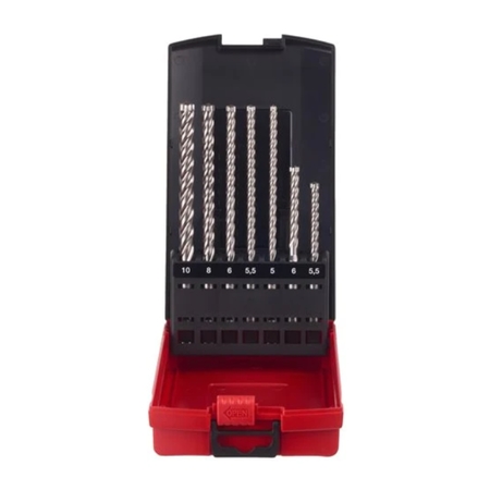 Set 7 punte SDS-Plus MX4 Milwaukee per trapano, tagliente al Carburo, diametro 5-12 mm, lunghezza 115-165 mm