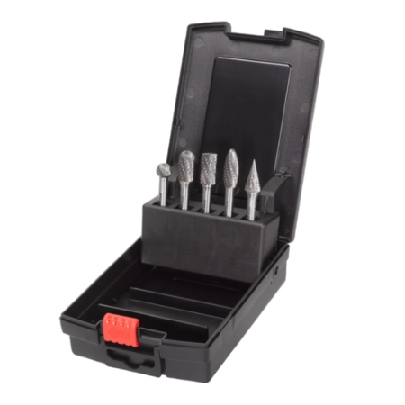 Set 5 frese rotative Milwaukee per metallo, dentatura a doppio taglio, gambo 6 mm, larghezza testa 12,7 mm