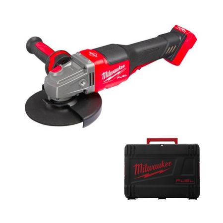 Smerigliatrice angolare M18 Fuel Milwaukee per sbavo e taglio, con interruttore a paletta, freno, voltaggio 18 V, diametro disco 125 mm
