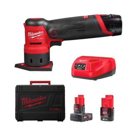 Levigatrice M12 FDSS-422X Fuel Milwaukee per levigatura, a delta compatta, 2 batterie, dimensione foglio 88,8 x 63,5 mm, velocitÃ  0-14.000 giri/min