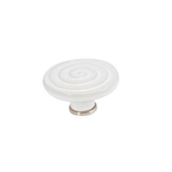 Pomello per mobile rotondo in Ceramica, pomolo serie Swing, colore Bianco, Ø 45 mm