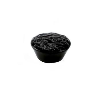 Pomello per mobile in Ceramica decorato, pomolo serie Botanic &Oslash; 70, colore Nera Opaca