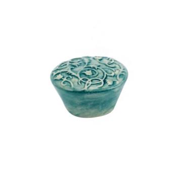 Pomello per mobile in Ceramica decorato, pomolo serie Botanic Ø 70, colore Verde