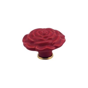 Pomello per mobile a fiore in Ceramica, pomolo serie ROSA, &Oslash; 45 mm, colore Rosso Opaco