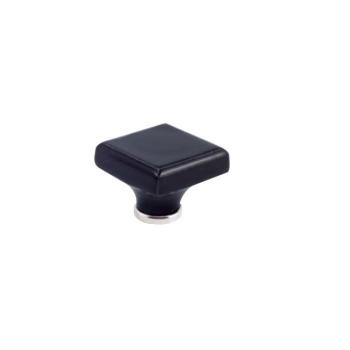 Pomello per mobile quadrato in Ceramica, pomolo serie SQUARE, colore Nero Lucido, dimensioni 64x64x33 mm