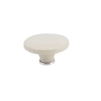 Pomello per mobile rotondo, pomolo serie Hoop in Ceramica, colore Avorio, dimensioni 70 x 39 mm