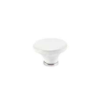 Pomello per mobile rotondo, pomolo serie Hoop in Ceramica, colore Bianco, dimensioni 44 x 30 mm