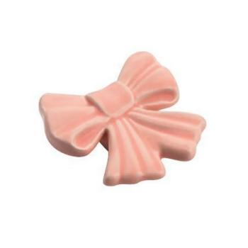 Pomello per mobile a forma di Fiocco, pomolo in Ceramica, colore Rosa, dimensioni 75 x 75 mm