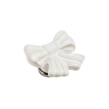 Pomello per mobile a forma di Fiocco, pomolo in Ceramica, colore Bianco, dimensioni 45 x 45mm