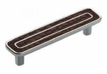 Maniglia per mobile  Interasse 64mm Marrone Chiaro Nickel lucido