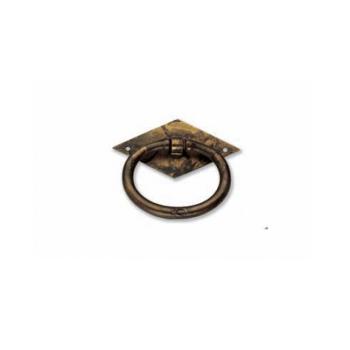 Maniglia pendente per mobile con anello, diametro 66x59 mm in Ottone Antico