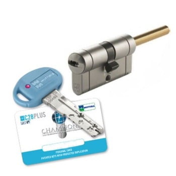 Cilindro sicurezza MOTTURA Champions C28Plus, chiave/pomolo regolabile, lunghezza 77(46+31) mm, finitura nichelato