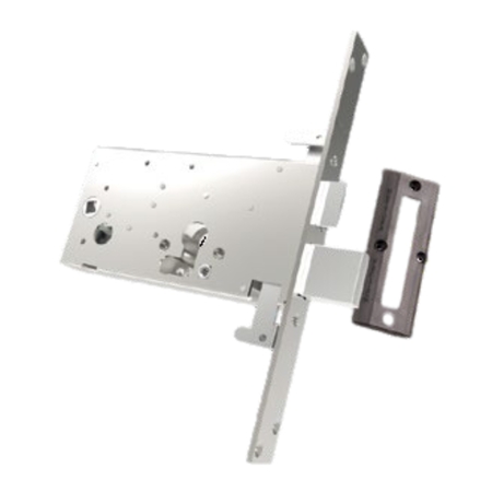 Serratura da infilare 48.823 Mottura per porta, triplice con mezzo giro, predisposta per cilindro, attacchi aste M8, entrata 70 mm, finitura Nichelato
