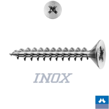 Vite TPS 3,5x40 per legno, impronta croce PZ 2, filetto totale, Panelvit Mustad Acciaio Inox A2