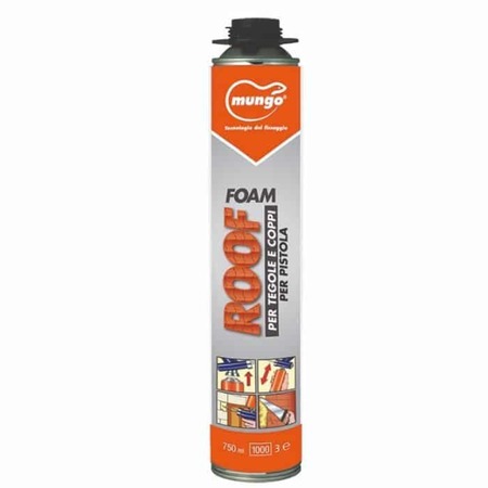 Schiuma Roof Foam RF-P Mungo per tegole e coppi, poliuretanica, bombola 750 ml per pistola, finitura Grigio Chiaro