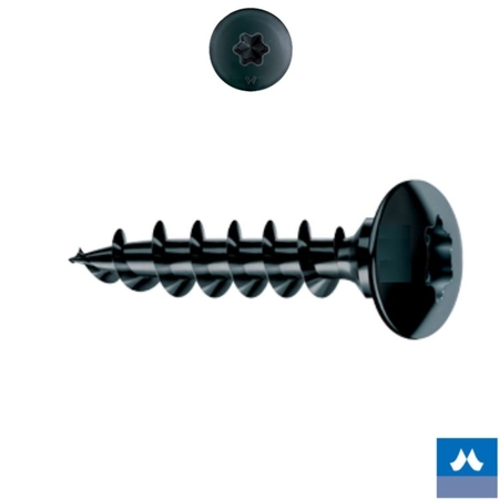 Vite TFC Panelvit Mustad per serramento in legno, impronta TX 30, filetto totale, dimensioni 6x45 mm, finitura Neroplus