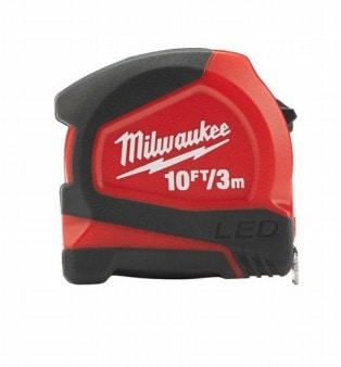 Flessometro serie Led Milwaukee, flessometro compact, diametro lama 12mm, lunghezza 3m, rivestimento Nylon
