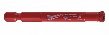 Punta Diamond Plus Milwaukee, punta diamantata secco umido, dimensioni 6mm 1/4 pollici Hex