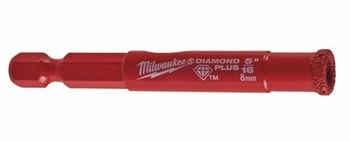 Punta Diamond Plus Milwaukee, punta diamantata secco umido, dimensioni 8mm 1/4 pollici Hex