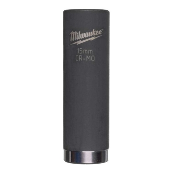 Bussola a macchina lunga Milwaukee, attacco 1/2 pollici quadro, dimensione 15 mm, lunghezza 78 mm, in Lega di Acciaio