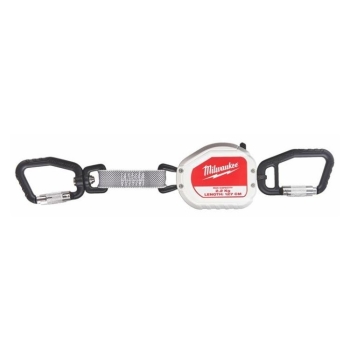 Laccio anticaduta retrattile Milwaukee per ancoraggio utensili, doppio moschettone, portata 2,2 Kg, estensione 1270 mm