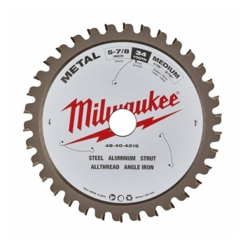Lama sega circolare CSB P M Milwaukee per metallo, diametro 150 mm, foro 20 mm, taglio 1,6 mm, 34 denti in Cermet