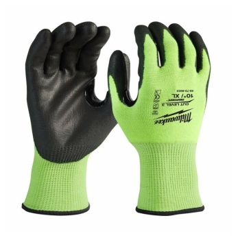 Guanti alta visibilit&agrave; cat. 3 Milwaukee, fodera Fluorescente, anti-taglio, taglia 10/XL, con rinforzo in Nitrile