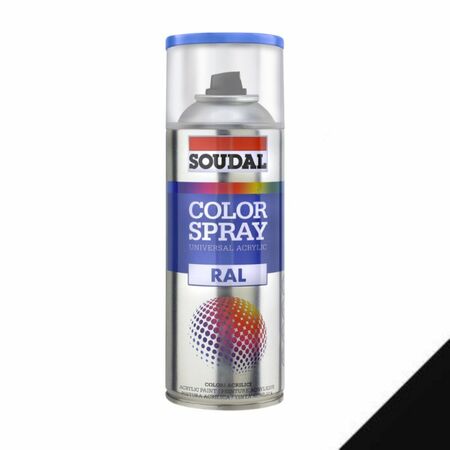 Smalto acrilico universale Color Spray RAL Soudal, formato 400 ml, colore Nero Opaco 9005
