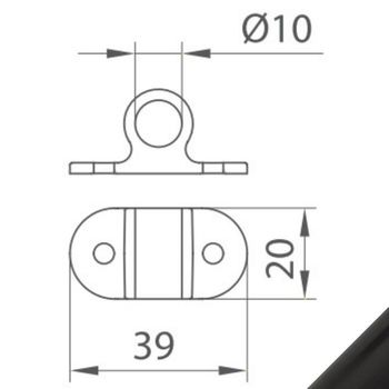 Occhio per catenacci tondo e spagnolette OMAD 1544, diametro 10 mm, finitura Nero
