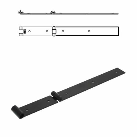 Bandella snodata Padovana 0300 Omad serie quadra per persiane, dimensione 160+200 mm, altezza 35x3 mm, occhio 7,7 mm, finitura Verniciato Nero