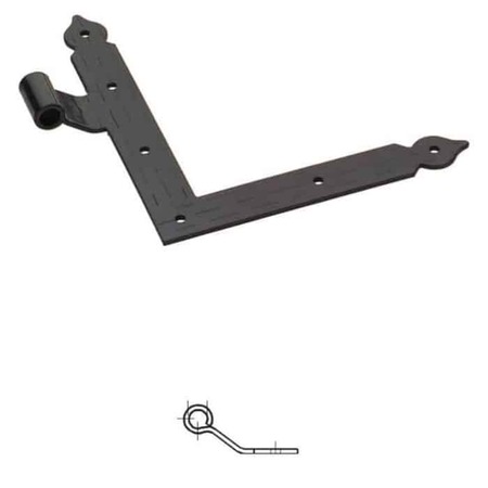 Squadro diametro 12 serie tonda 1376 Omad, lato sinistro con zanca a filo 22,5 mm, lunghezza 200 mm, altezza 230 mm, finitura Verniciato Nero