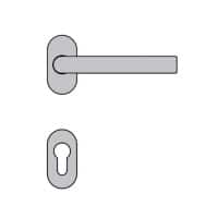 Olivari serie Blindo maniglia per porta interna rosetta bocchetta ovale foro per cilindro Ottone Cromato