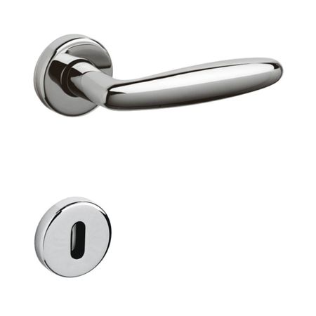 Maniglia Flaminia Olivari per porta, rosetta e bocchetta tonda 47x10 mm, foro Patent, Ottone finitura Cromo Lucido