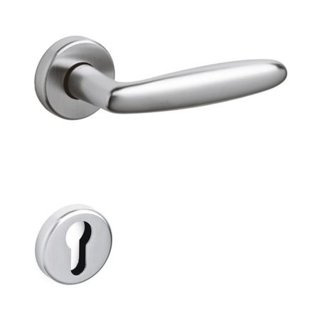 Maniglia Flaminia Olivari per porta, rosetta e bocchetta tonda 47x10 mm, foro Yale, Ottone finitura Cromo Satinato