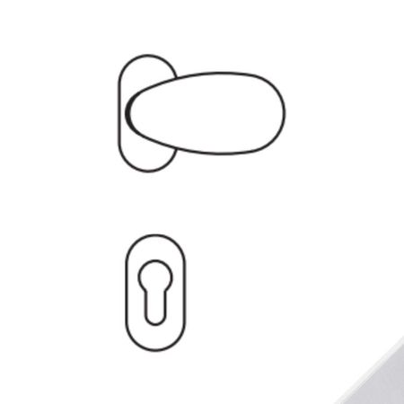 Olivari serie Uovo maniglia per porta interna rosetta bocchetta ovale foro per cilindro Ottone Cromato Opaco