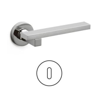 Maniglia per porte Olivari serie Space, bocchetta foro normale, in Ottone colore Cromo Lucido + Cromato Opaco