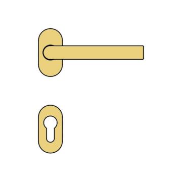 Olivari serie Onda maniglia per porta interna rosetta bocchetta ovale foro per cilindro Ottone Superoro Lucido