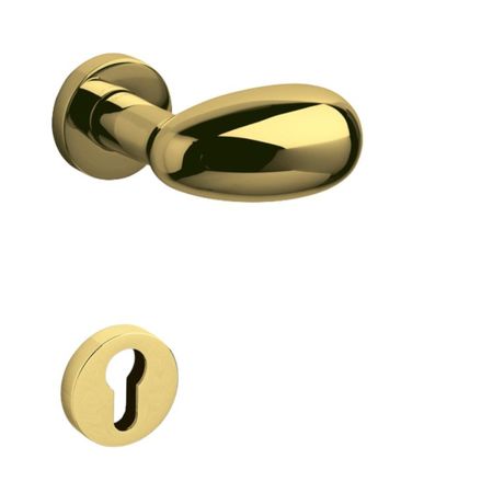 Maniglia per porte Olivari serie Uovo, bocchetta foro per cilindro, in Ottone colore SuperOro Lucido