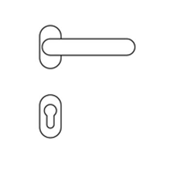 Olivari serie Link maniglia per porta interna rosetta bocchetta ovale foro per cilindro Ottone Superinox Satinato