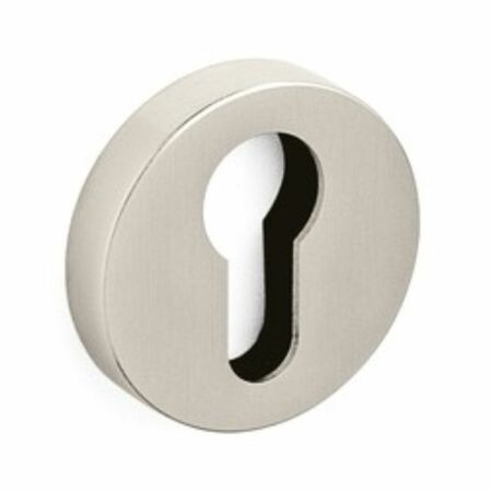 Bocchetta tonda foro Yale 1152 Olivari per porta, spigolo vivo, diametro 47x10 mm, Ottone finitura SuperNichel Satinato