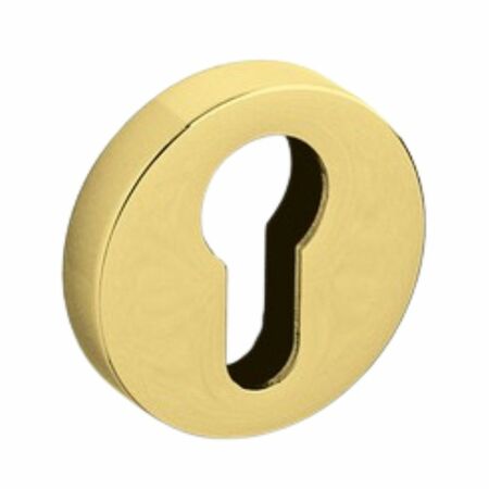 Bocchetta tonda foro Yale 1152 Olivari per porta, spigolo vivo, diametro 47x10 mm, Ottone finitura SuperOro Lucido