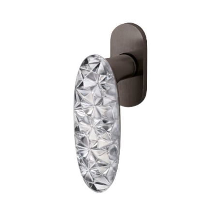 Maniglia martellina Dk Crystal Diamond Olivari per serramento, lunghezza quadro 7x42 mm, Ottone finitura SuperAntracite Satinato, Vetro Trasparente
