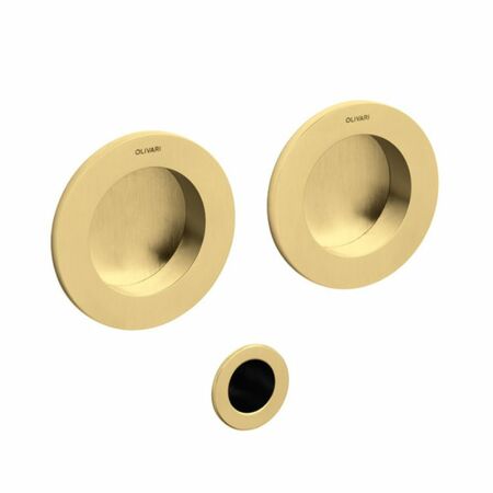 Maniglia da incasso Olivari serie Dante D134, per porta scorrevole, modello cieco senza foro chiave, Ottone finitura SuperOro Satinato
