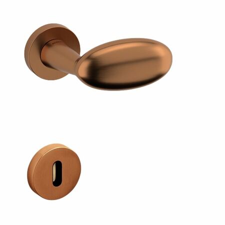 Maniglia Blindo Olivari per porta, rosetta e bocchetta tonda 47x10 mm, foro Patent, Ottone finitura SuperRame Satinato