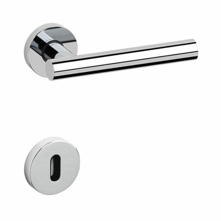 Maniglia Beijing Olivari per porta, rosetta e bocchetta tonda 47x10 mm, foro Patent, Ottone finitura Cromato Lucido