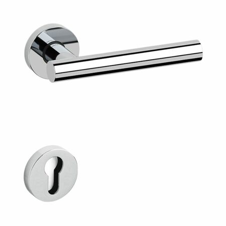 Maniglia Beijing Olivari per porta, rosetta e bocchetta tonda 47x10 mm, foro Yale, Ottone finitura Cromato Lucido
