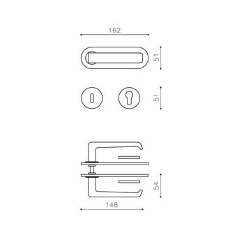 Maniglia per porta serie MILANO Olivari, con placca e bocchetta foro Patent, finitura SuperAntracite Satinato